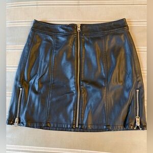 Express Black Faux Leather Mini Skirt with Zipper Accents